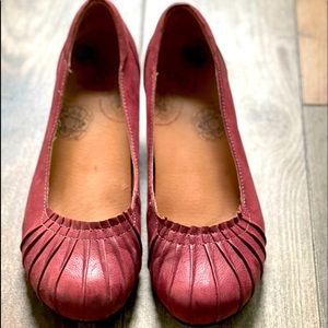 Burgundy Taos Footwear leather loafers.